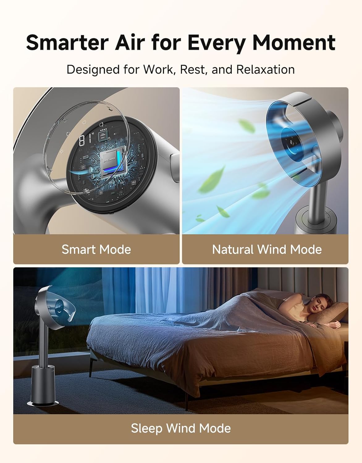 dreame Bladeless Tower Fan MF10 for Bedroom with 270° Spatial Airflow