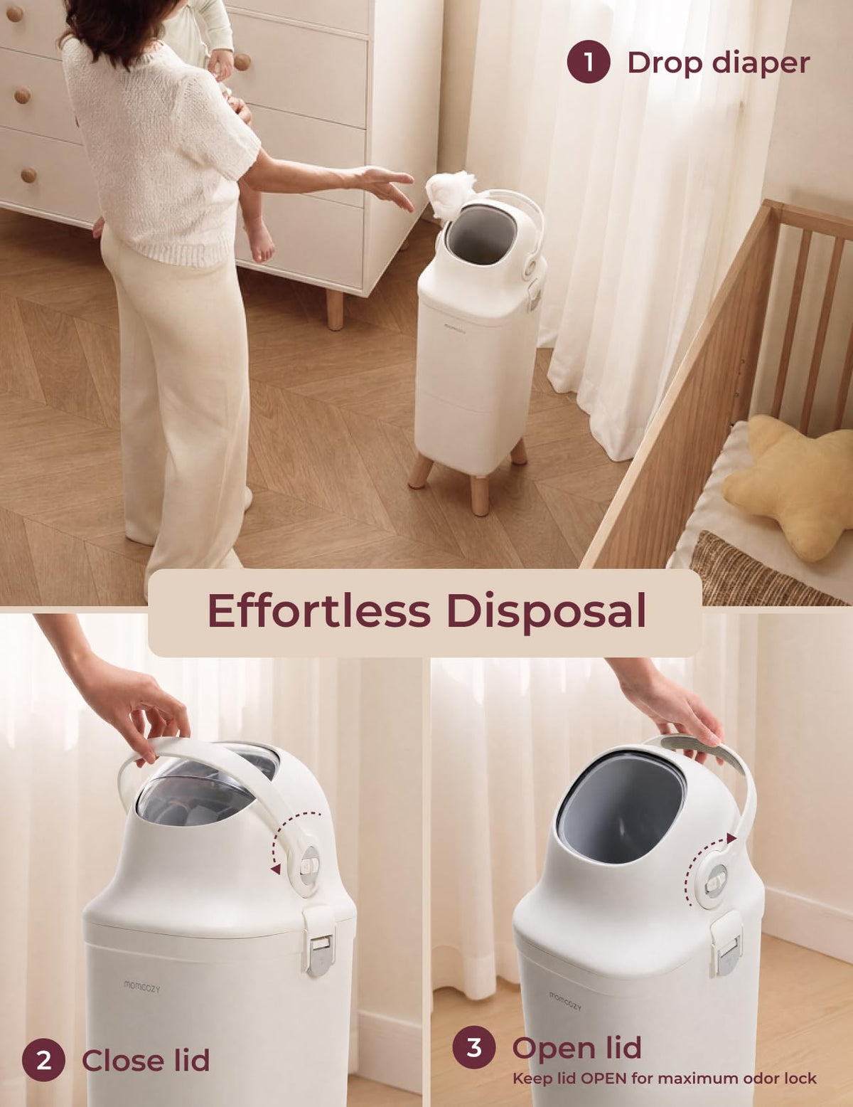 Momcozy 13 Gallon Drawstring Diaper Pail Bags, 45 Count, Ultra Thick