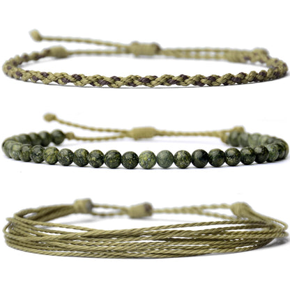 Mezcla Vida Handmade Natural Stone Beaded Healing Bracelet Gift for Men Adjustable Rope String Bracelet