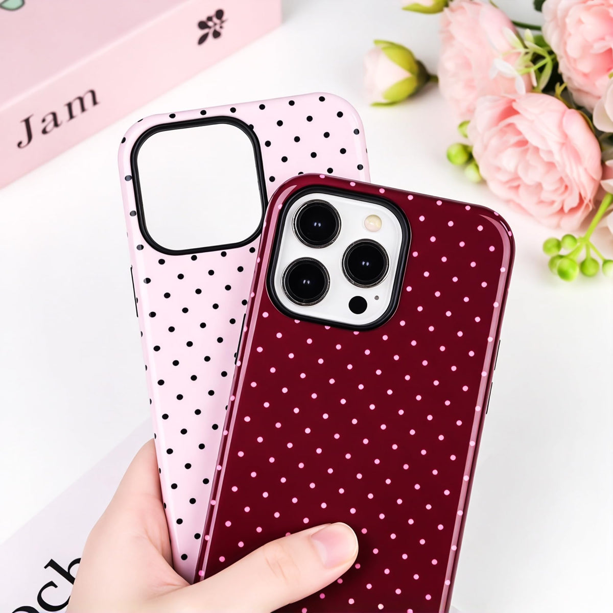 Polka Dot Pattern Phone Case for iPhone 17 6.3", White