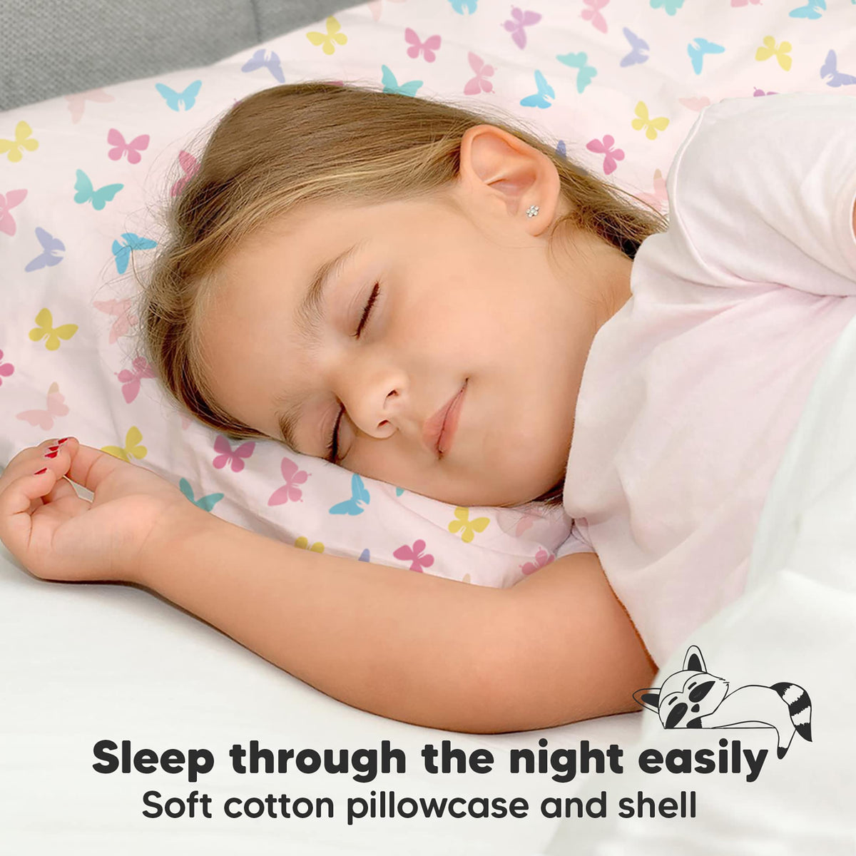 Toddler Pillow with Pillowcase 13x18 My Little Dreamy Pillow(Jolly Rainbow)