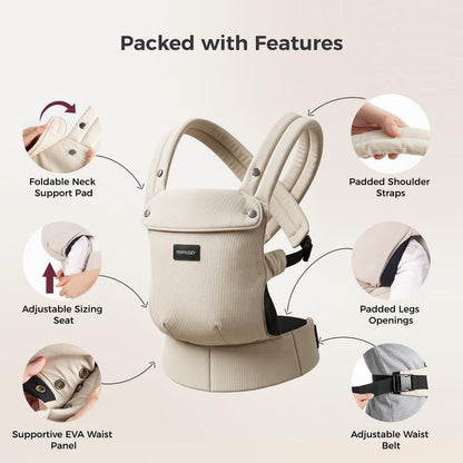 Momcozy PureHug Baby Carrier - Ergonomic, Cozy and Lightweight for 7-45 lbs