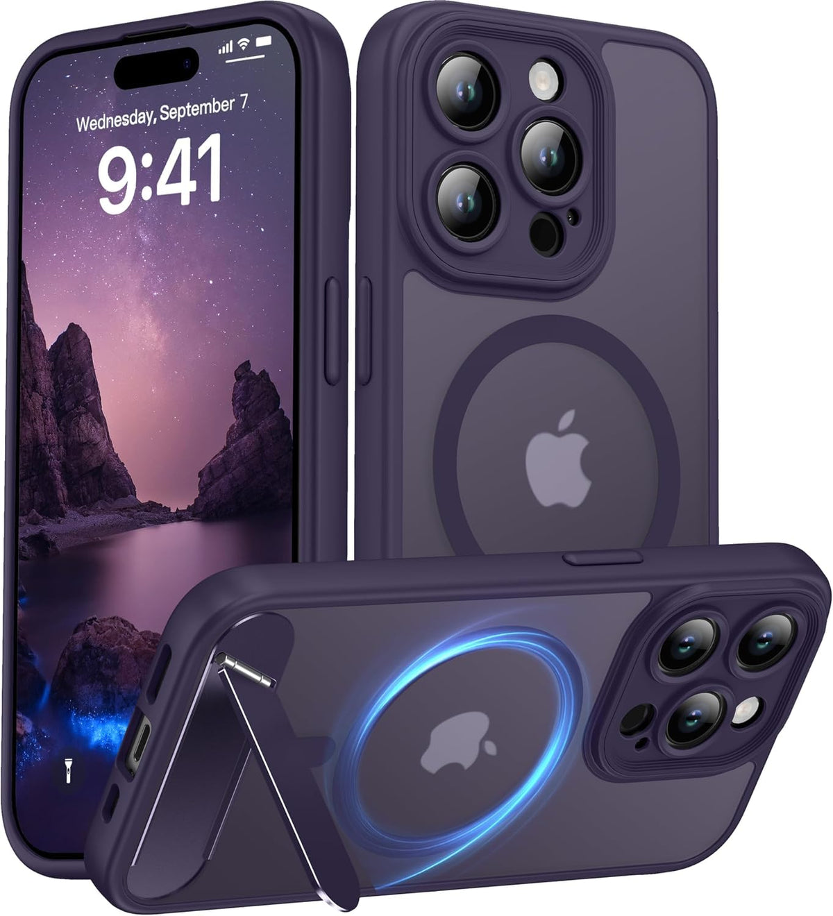 Magnetic Compatible with iPhone 16 Case, [Built-in Kickstand][Full Camera Protection][Compatible with MagSafe][Anti-Fingerprint] Shockproof Phone Case for iPhone 16 6.1",Brown