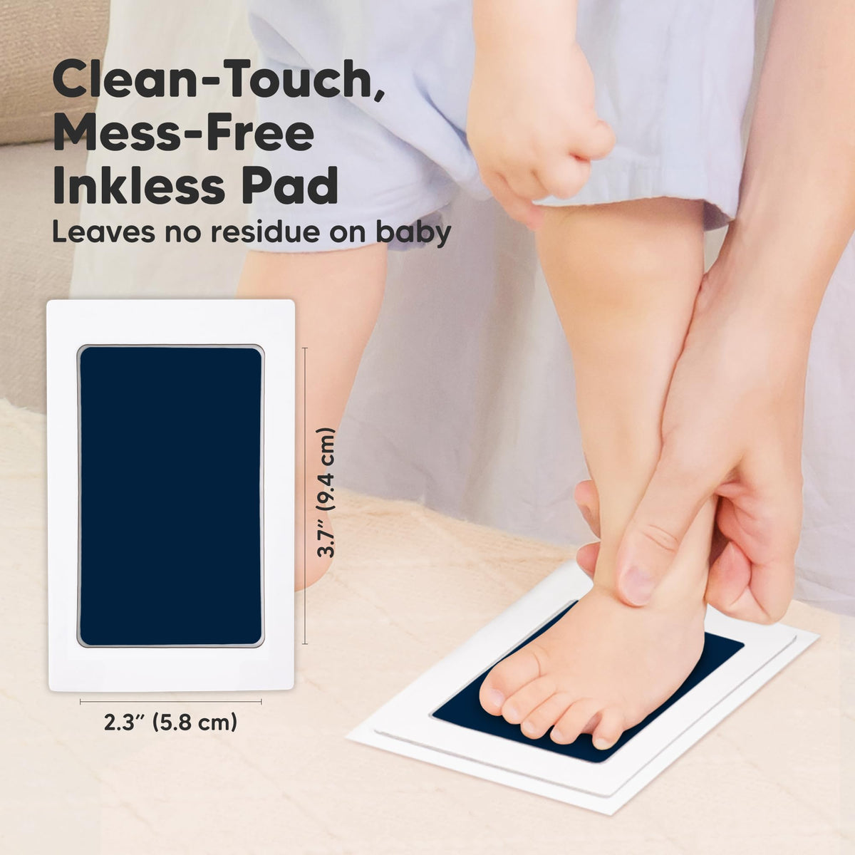 4pk Inkless Baby Hand and Footprint Kit, Mess Free Ink Pads (Jet Black, R)