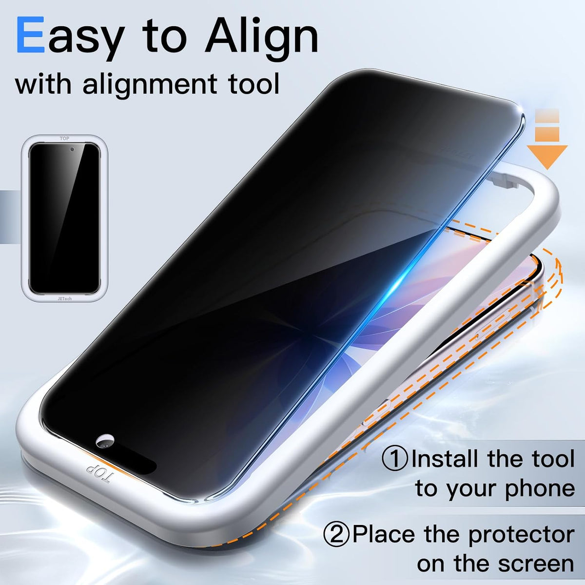 JETech Privacy Screen Protector for iPhone 16 Pro Max, 2-Pack