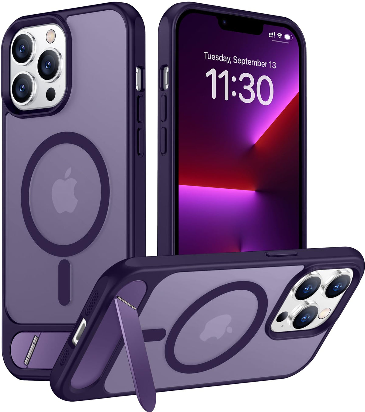 Temdan Magnetic Compatible with iPhone 16 Pro Max Case, [Built-in Invisible Kickstand][Compatible with MagSafe] [Military Grade Shockproof] Slim Translucent Matte Phone Case for iPhone 16 Pro Max 6.9"