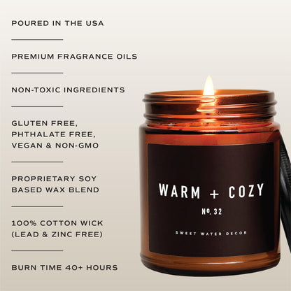 Sweet Water Decor Fraser Fir Candle, 9oz Amber Glass Jar, Winter Scent