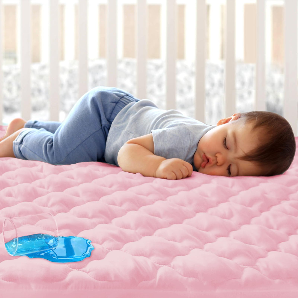 Crib Mattress Protector Sheets Fitted Waterproof Mattress Pad Cover 2 Pack