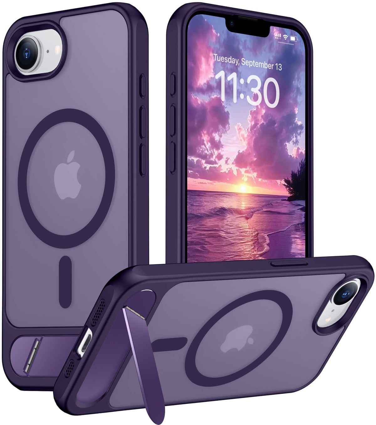 Temdan Magnetic Compatible with iPhone 16 Pro Max Case, [Built-in Invisible Kickstand][Compatible with MagSafe] [Military Grade Shockproof] Slim Translucent Matte Phone Case for iPhone 16 Pro Max 6.9"
