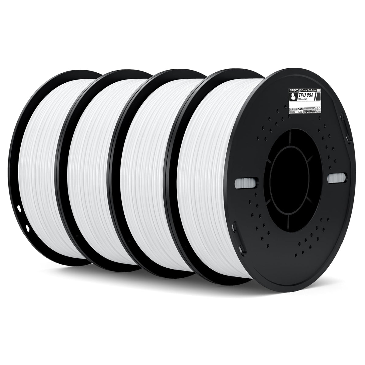 ELEGOO TPU 3D Printer Filament 1.75mm Black 1KG, 95A Flexible