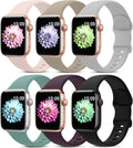 6 Pack Sport Silicone Bands Compatible with Apple Watch Band for Women Men