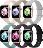 6 Pack Sport Silicone Bands Compatible with Apple Watch Band for Women Men