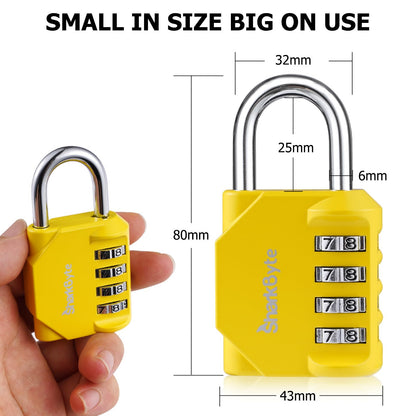 SharkByte Heavy Duty Combination Padlock – 4-Digit Weatherproof Outdoor Lock with Stainless Steel Shackle, Anti-Rust Resettable Code for Gym, School, Locker, Shed, Toolbox, Gate & Warehouse - Purple