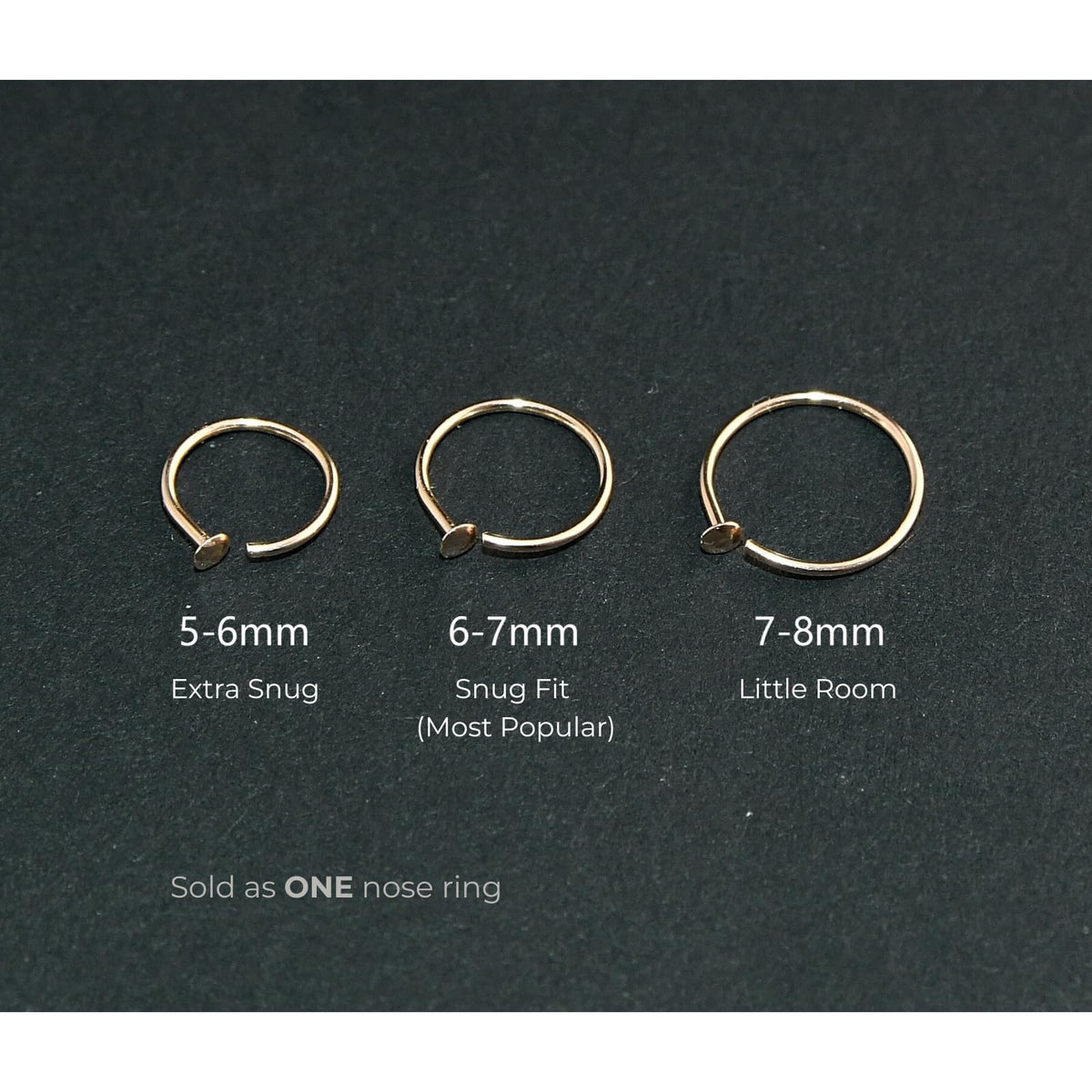 Small Thin Gold Nose Ring Hoop for Women, 20G/22G/24G, 5mm/6mm/7mm/8mm
