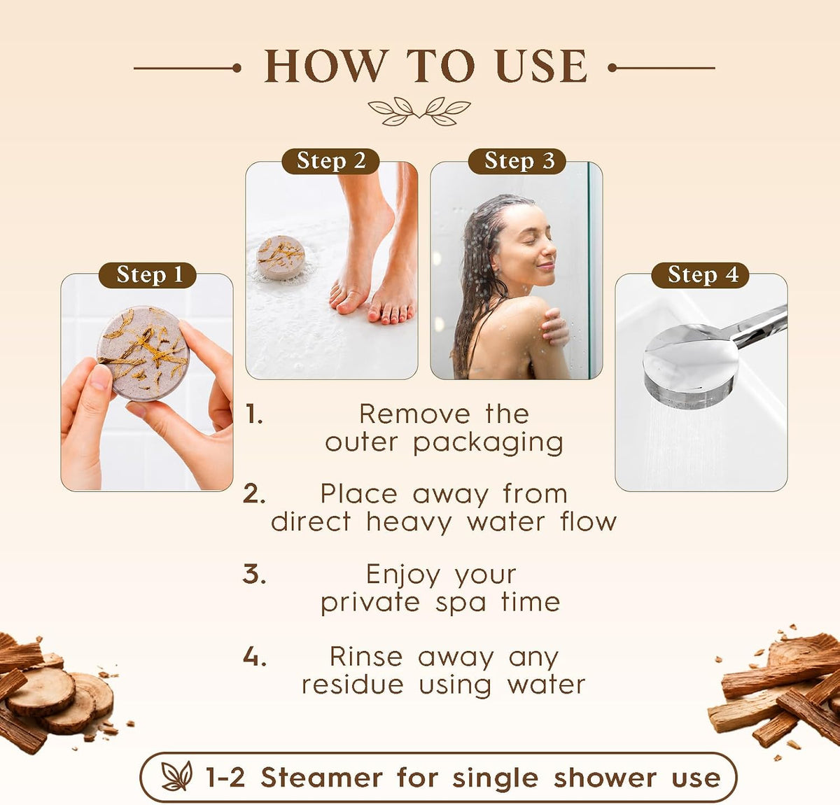 SWCANDY Sandalwood Shower Steamers 8 Pack, Home Spa Self Care