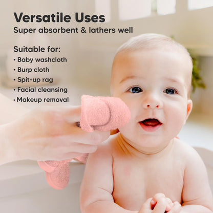 6-Pack Baby Washcloths, Soft Absorbent Washcloths for Face, Body (White)