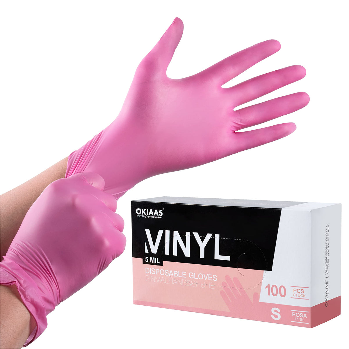 OKIAAS Vinyl Disposable Gloves, Latex-Free, Powder Free, Food Grade