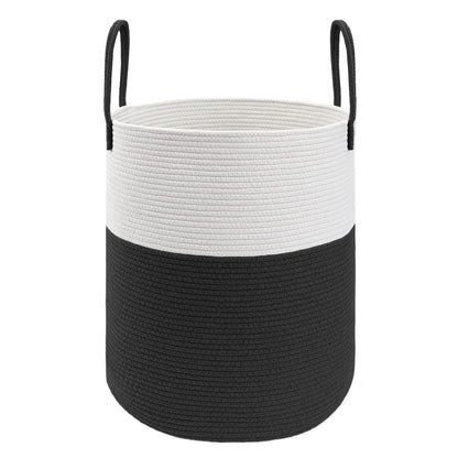 JMvicyroam 80L Nursery Hamper, Cotton Rope Laundry Basket, Brown&Black