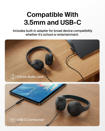 Belkin SoundForm Mini Kids Headphones, Wireless&Wired, 30H Playime, School