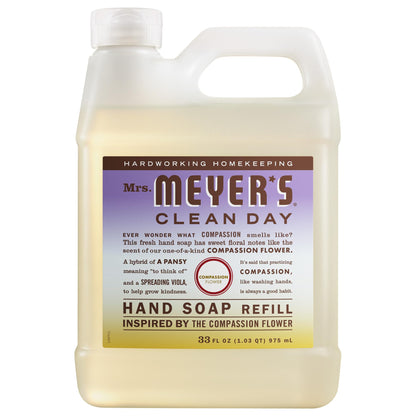 MRS. MEYER'S CLEAN DAY Hand Soap Refill, Lemon Verbena Scent, 33 Fl Oz Bottle