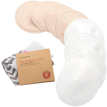 Organic Nursing Pads, 14 Washable Breast Pads,Wash Bag (Neutrals, XL 5.6")