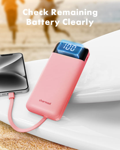 charmast Portable Charger Power Bank with Reinforced Built-in 4 Cables