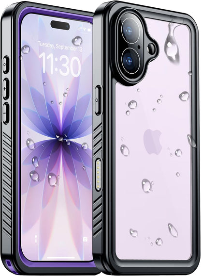 Temdan Compatible with iPhone 17 Pro Case,Waterproof Built-in Screen & Camera Protector IP68 Underwater Full Body 17FT Military Dropproof Shockproof Phone Case 6.3"-Blue/Clear
