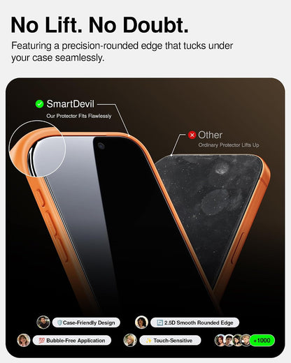 SMARTDEVIL 2 Pack Tempered Glass for iPhone 15 Pro Screen Protector
