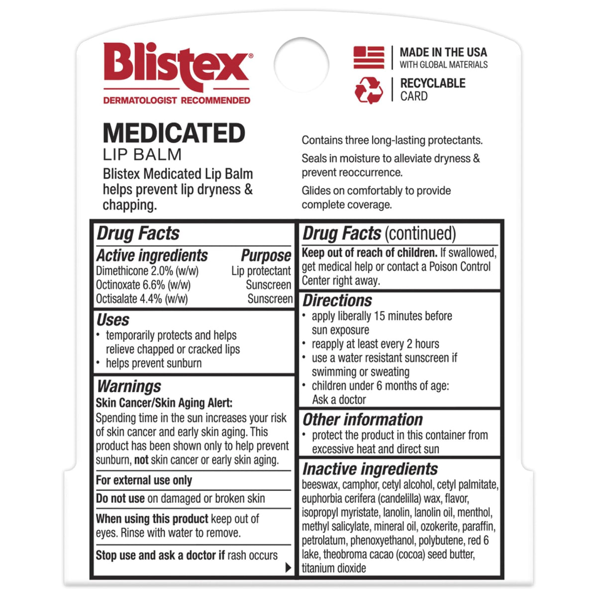 Blistex Medicated Mint Lip Balm, 0.15 Oz