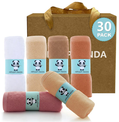 HIPHOP PANDA Soft Baby Washcloths, 2-Layer, 30 Pack Newborn Gift Set