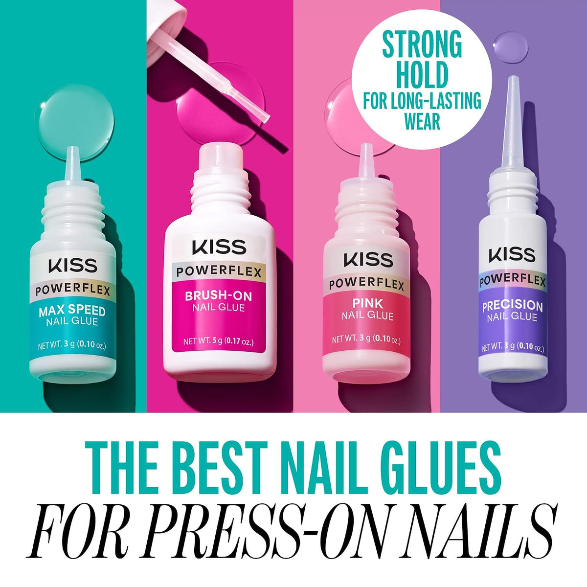 Kiss PowerFlex Nail Glue for Press Ons, Super Strong, Fast Drying Drop On