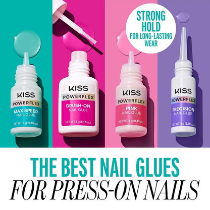 Kiss PowerFlex Nail Glue for Press Ons, Super Strong, Fast Drying Drop On