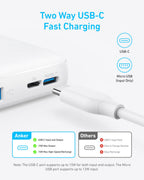 Anker Power Bank, 10,000mAh Portable Charger, PowerIQ USB-C Battery Pack