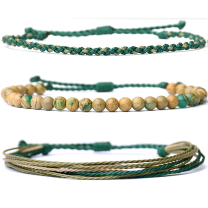 Mezcla Vida Handmade Natural Stone Beaded Healing Bracelet Gift for Men Adjustable Rope String Bracelet