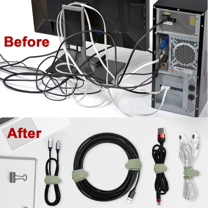 Silicone Cable Ties, Cord Organizer Cable Management,2Sizes-Grey