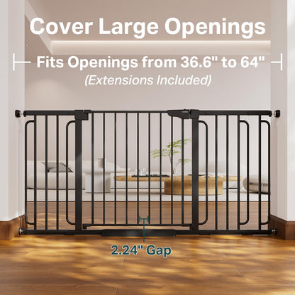 Cumbor 29.7-51.5 in Extra Wide Baby Gate for Stairs, Dog Gate Indoor Black