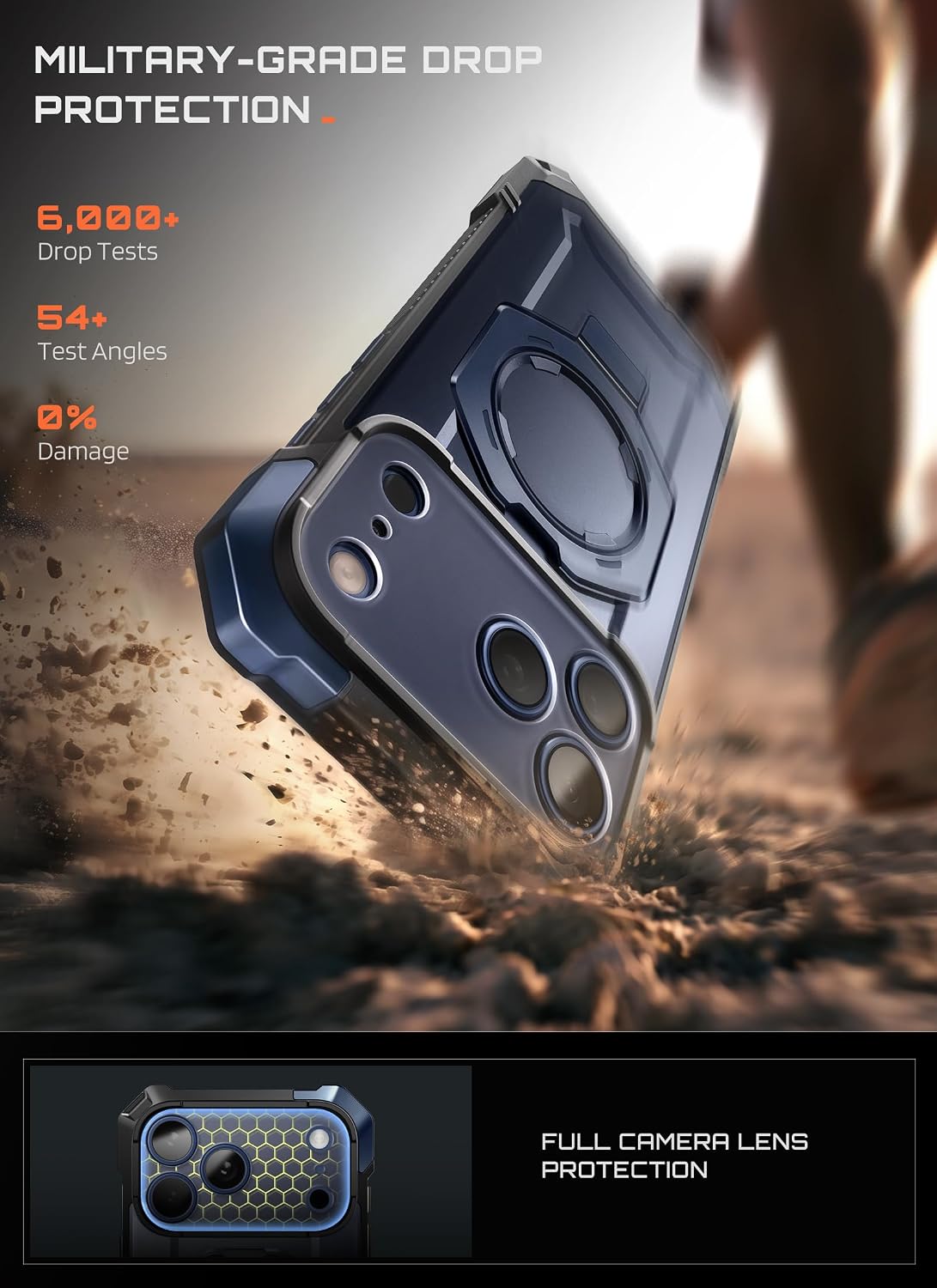 SUPCASE for iPhone 17 Case with Stand & Camera Control Button, Black