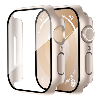 Smiling 2 Pack Case Compatible with Apple Watch Series 9 (2023)/Series 8 /Series 7 45mm with Tempered Glass Screen Protector, Hard PC Case Overall Protective Cover- Starlight