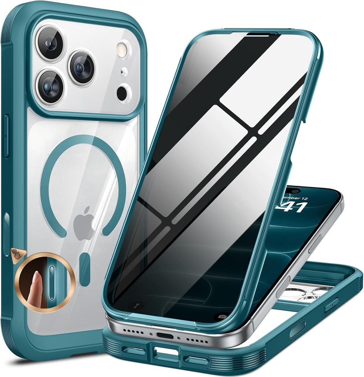 Miracase for iPhone 17 Pro Privacy Series Case, Magsafe, Deep Blue