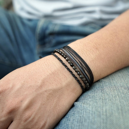 Mezcla Vida Handmade Natural Stone Beaded Healing Bracelet Gift for Men Adjustable Rope String Bracelet