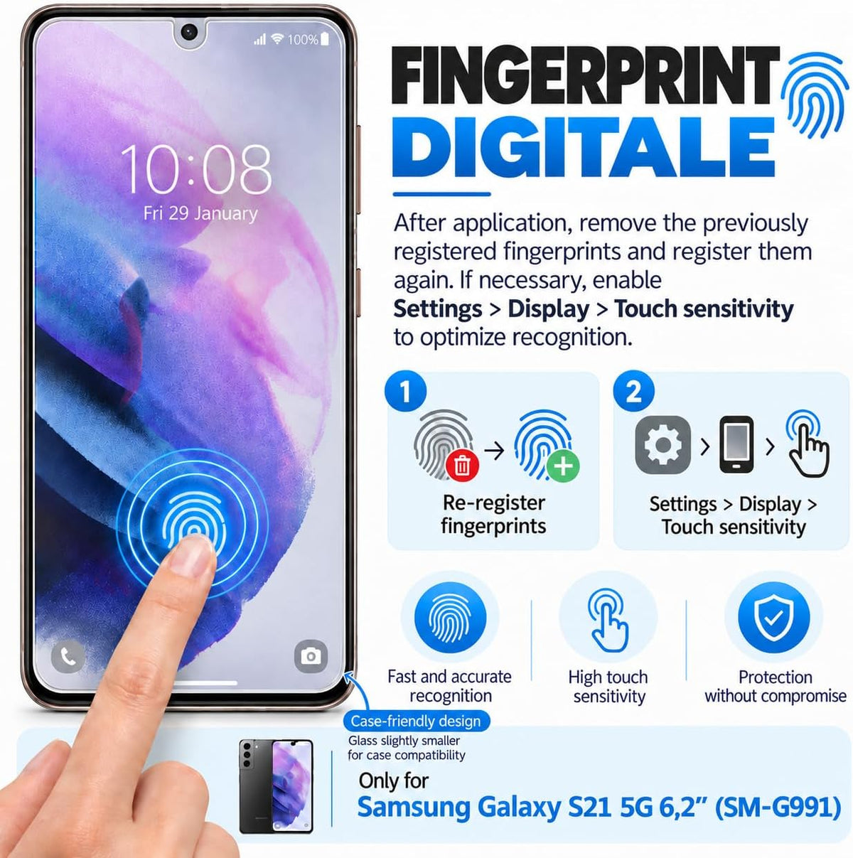 NEW'C for Samsung Galaxy S23 6.1" (SM-S911),Screen Protector Tempered Glass