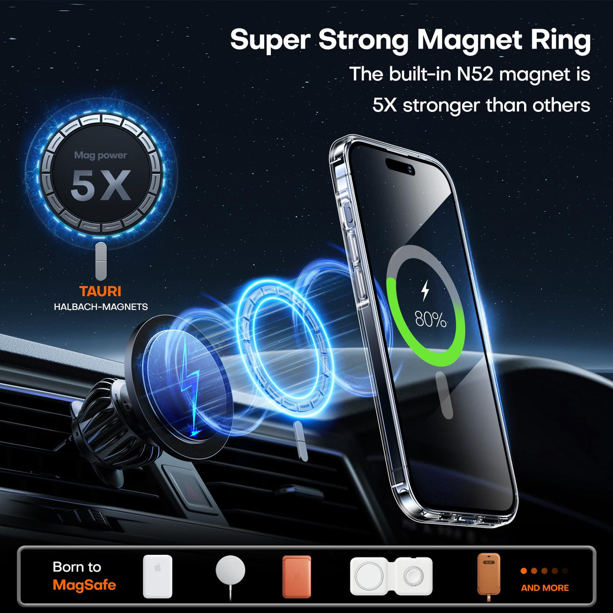 TAURI for iPhone 16 Pro Case, Compatible with MagSafe, Clear