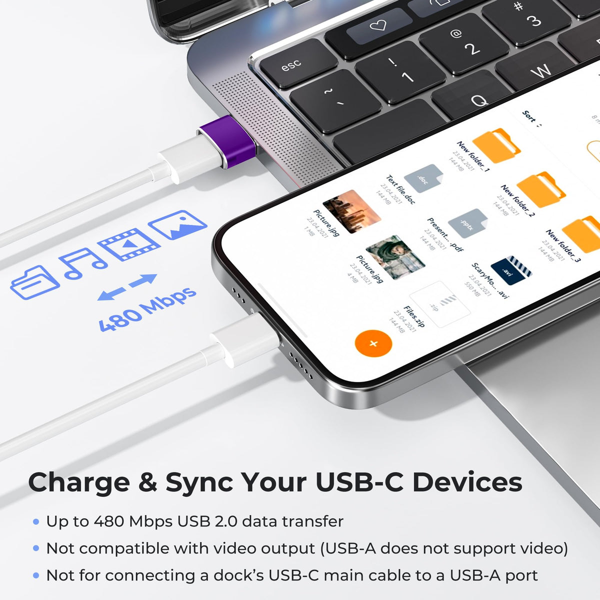 Basesailor USB to USB C Adapter,USBC Female to USB A Male Charger Adapter