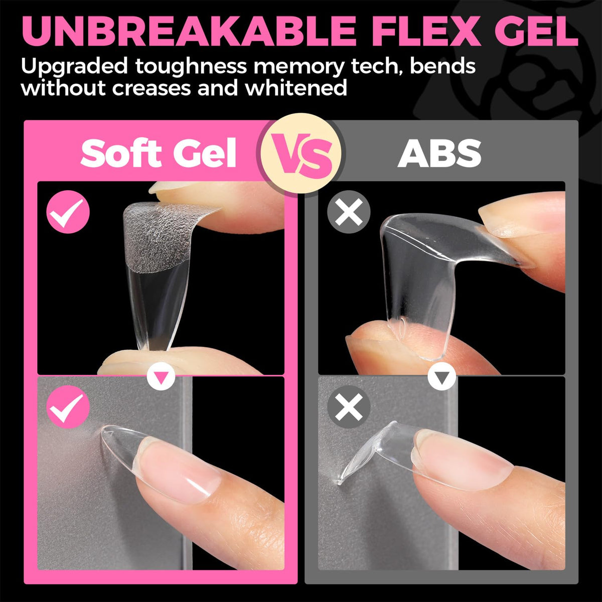 UNA GELLA Short Sharp Square Nail Tips 504pcs X-Soft Flat Square Nails