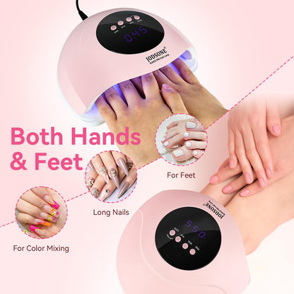 JODSONE Gel Nail Kit,210Pcs BS-74 Short Almond Nail Tips with U V Light