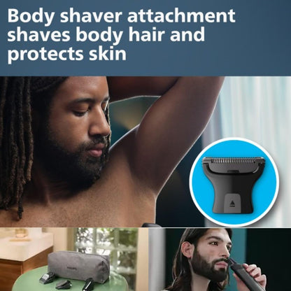 PHILIPS Multigroom Series 9000 24-in-1 Trimmer Beard, Hair & Body Grooming Kit | Precision Trimming Comb, Self-Sharpening Steel Blades, BeardSense Technology, Waterproof, Packaging May Vary