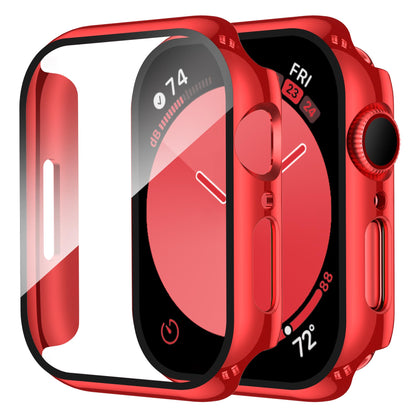 Smiling 2 Pack Case Compatible with Apple Watch Series 9 (2023)/Series 8 /Series 7 45mm with Tempered Glass Screen Protector, Hard PC Case Overall Protective Cover- Starlight