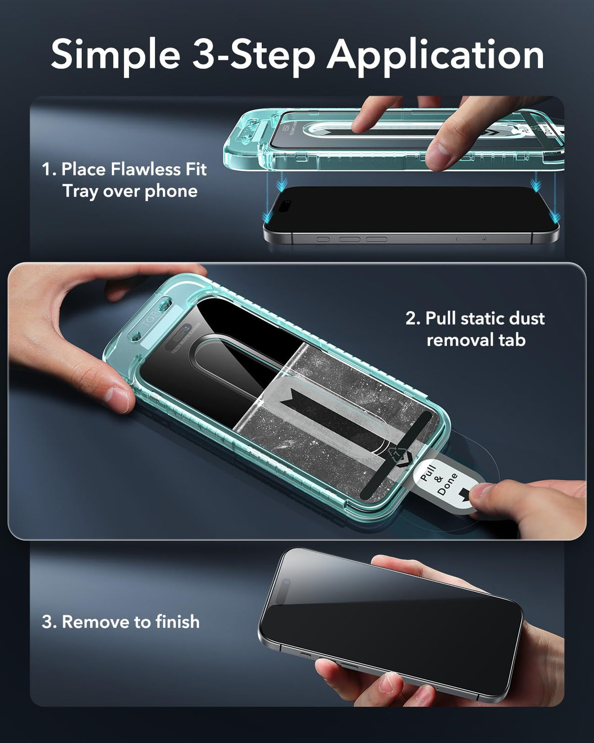 ESR 3 Pack for iPhone 16 Pro Screen Protector, FlawlessFit Tray