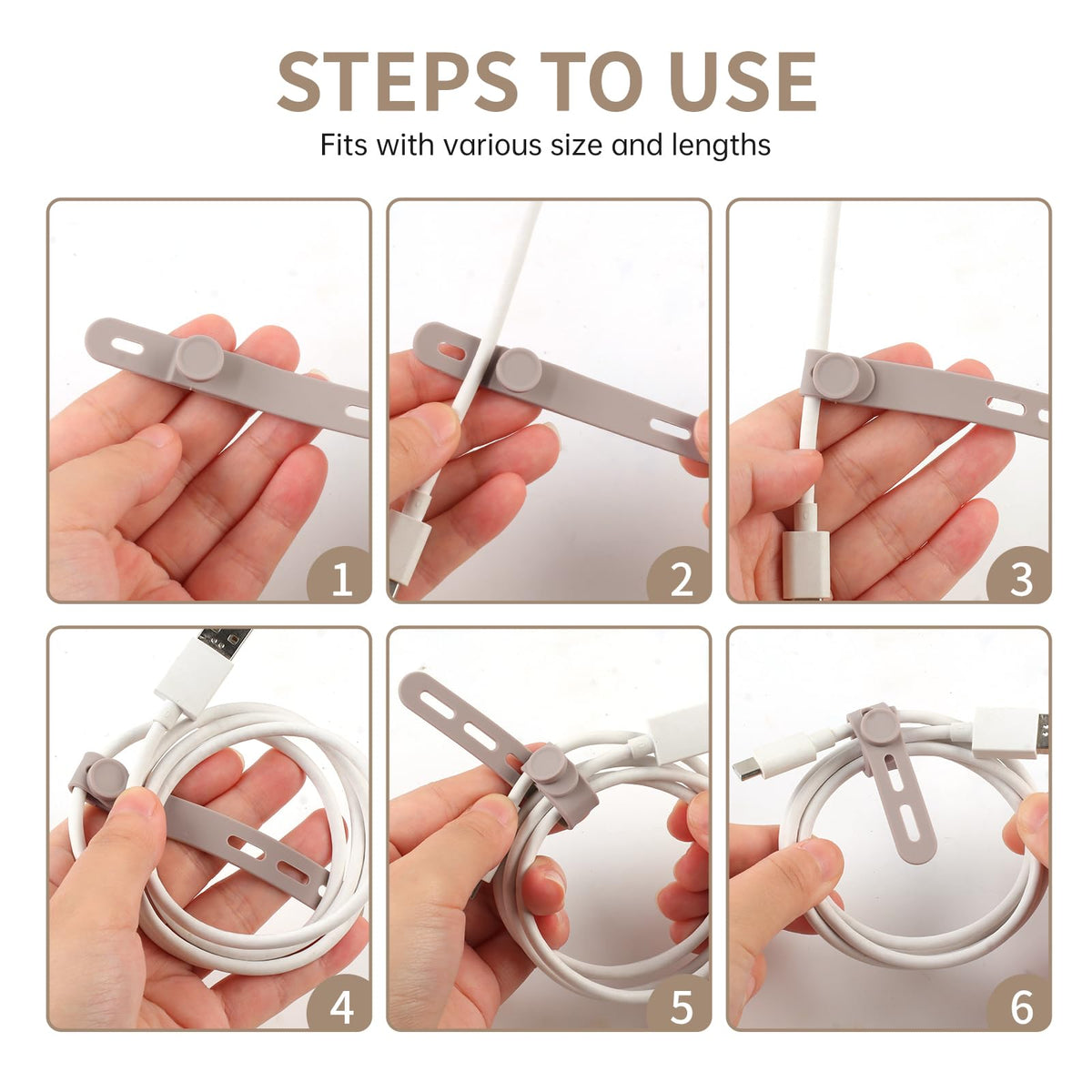 25 Pcs Silicone Cable Ties, Cable Ties Reusable, High Elasticity Cord Wraps for Electrical Cords, Cord Organizer for Earphone, Phone Charger(White)