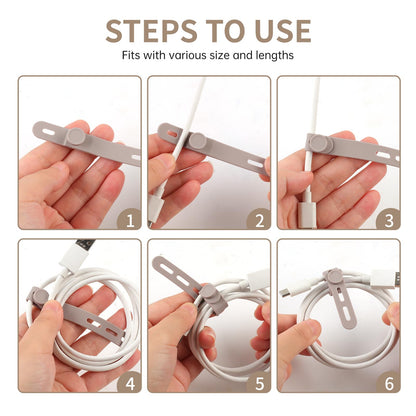 25 Pcs Silicone Cable Ties, Cable Ties Reusable, High Elasticity Cord Wraps for Electrical Cords, Cord Organizer for Earphone, Phone Charger(White)
